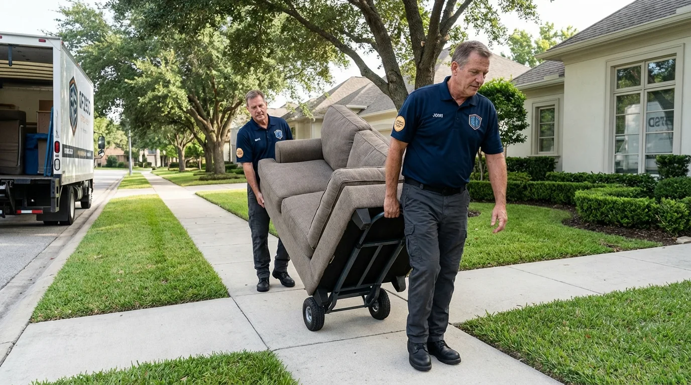 Local residential moving crew loading furniture in Millstadt, IL